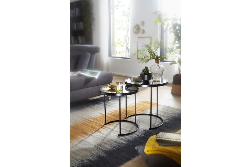 Wrighton Satsbord 50 cm Runt Soffbord Stapelbart i Metall och Glas - Spegelsilver - Möbler - Bord & matgrupp - Soffbord