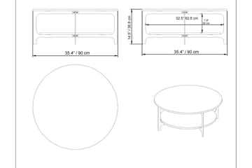 Yalbi Soffbord 90 cm med Förvaring Runt Hylla - Svart - Möbler - Bord & matgrupp - Soffbord