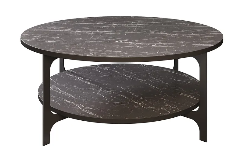 Yalbi Soffbord 90 cm med Förvaring Runt Hylla, Svart