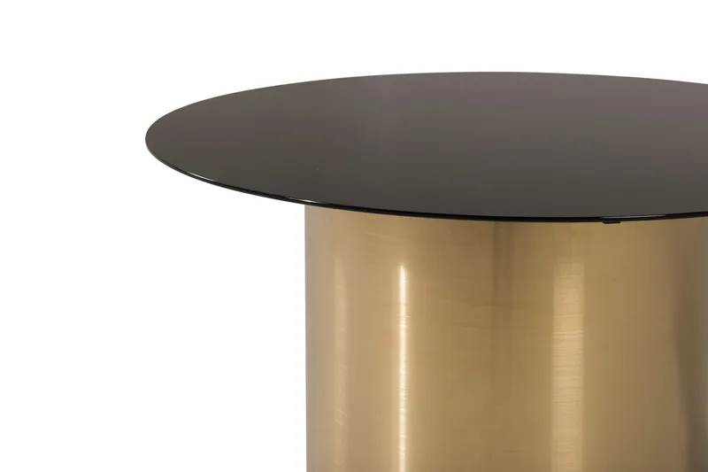 Ystad 75 cm Runt Soffbord med Cylinderfot i Glas - Brun|Svart - Möbler - Bord & matgrupp - Soffbord