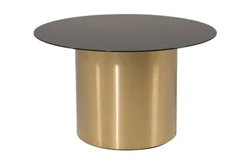 Ystad 75 cm Runt Soffbord med Cylinderfot i Glas - Brun|Svart - Möbler - Bord & matgrupp - Soffbord
