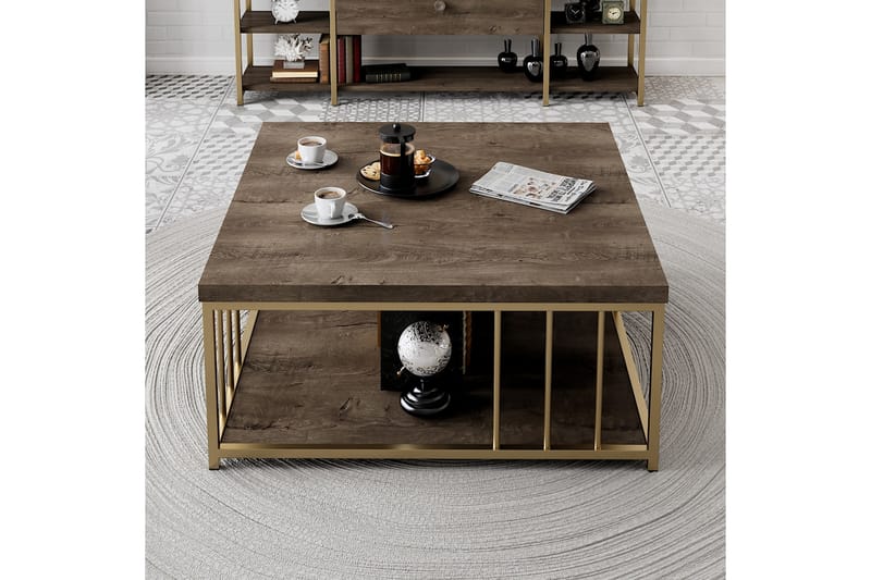 Soffbord Zenn 90x90 cm Brun/Guld - Hanah Home - Möbler - Bord & matgrupp - Soffbord
