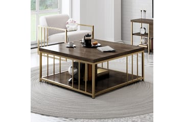 Soffbord Zenn 90x90 cm Brun/Guld - Hanah Home - Möbler - Bord & matgrupp - Soffbord