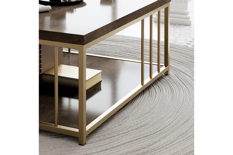 Soffbord Zenn 90x90 cm Brun/Guld - Hanah Home - Möbler - Bord & matgrupp - Soffbord