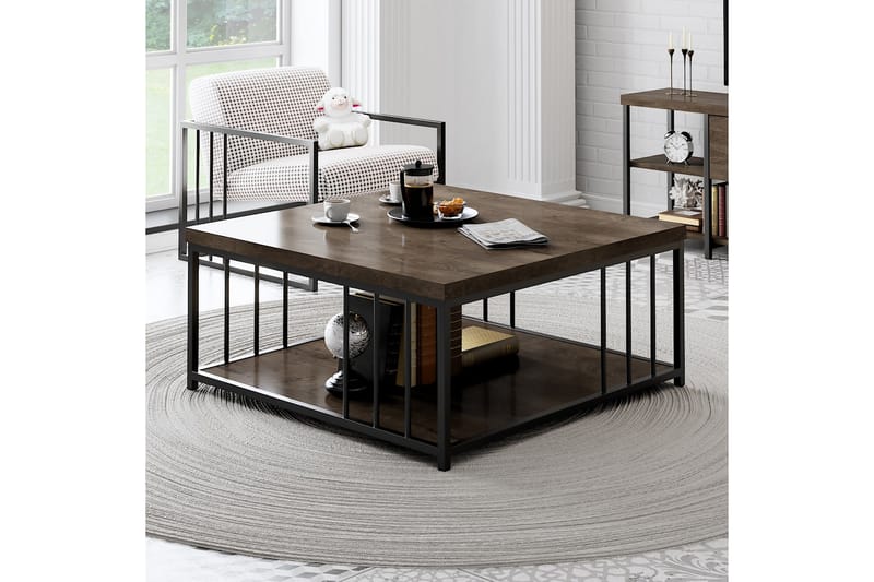 Soffbord Zenn 90x90 cm Brun/Svart - Hanah Home - Möbler - Bord & matgrupp - Soffbord