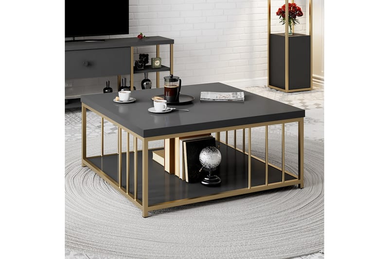 Soffbord Zenn 90x90 cm Svart/Guld - Hanah Home - Soffbord