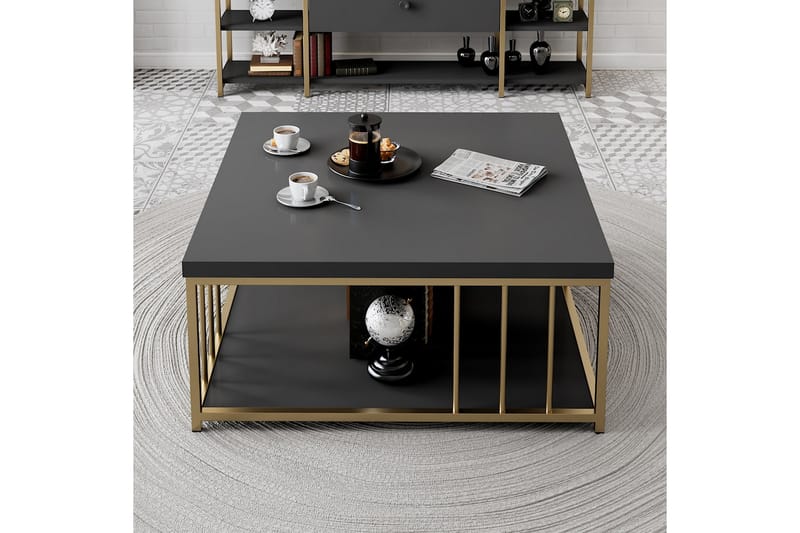 Soffbord Zenn 90x90 cm Svart/Guld - Hanah Home - Soffbord