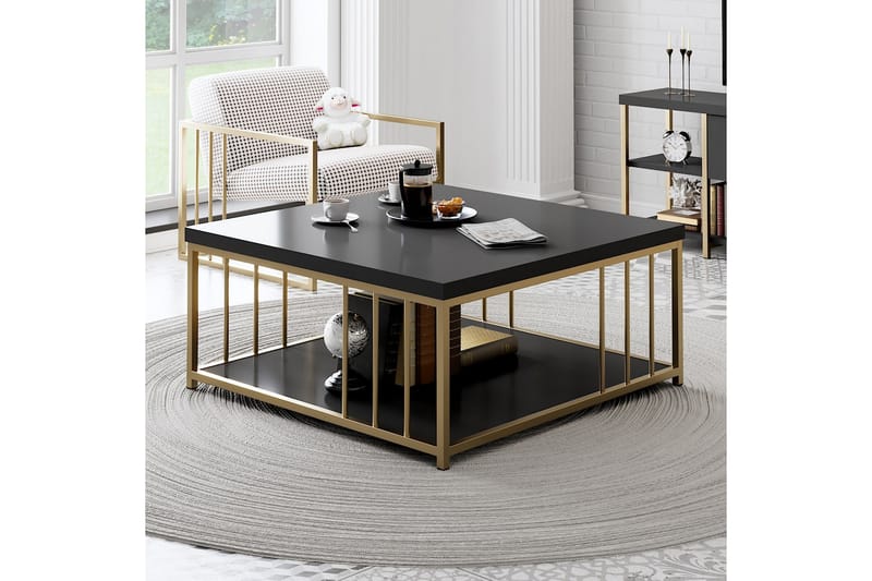 Soffbord Zenn 90x90 cm Svart/Guld - Hanah Home - Soffbord