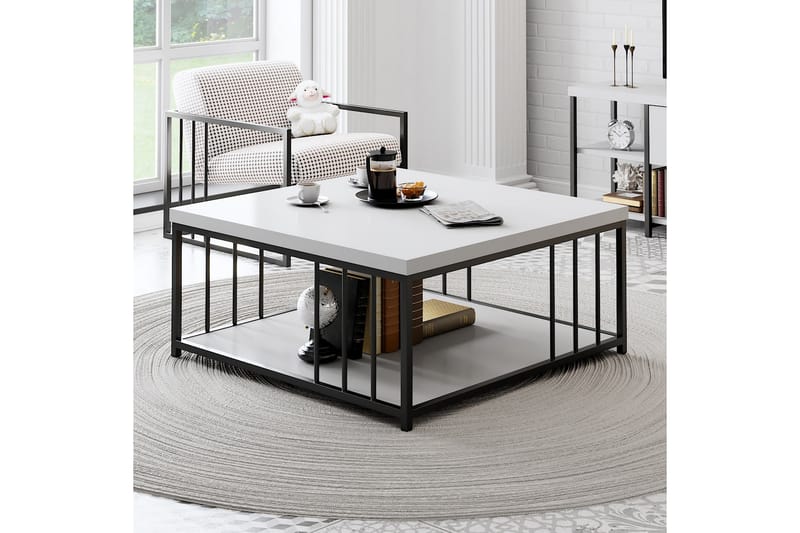 Soffbord Zenn 90x90 cm Vit/Svart - Hanah Home - Möbler - Bord & matgrupp - Soffbord