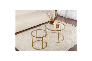 Soffbordset 2 delar Rikiya Små Guldtransparent - Guldtransparent - Möbler - Bord & matgrupp - Soffbord