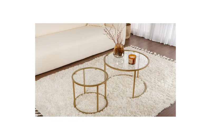 Soffbordset 2 delar Rikiya Små Guldtransparent - Guldtransparent - Möbler - Bord & matgrupp - Soffbord