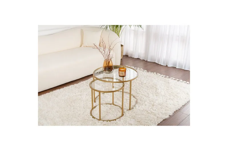 Soffbordset 2 delar Rikiya Små Guldtransparent - Guldtransparent - Möbler - Bord & matgrupp - Soffbord