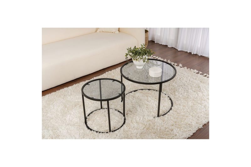Soffbordset 2 delar Rikiya Små Svart Grå - Svart Grå - Möbler - Bord & matgrupp - Soffbord