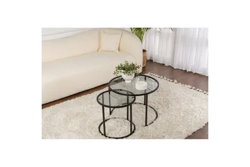 Soffbordset 2 delar Rikiya Små Svart Grå - Svart Grå - Möbler - Bord & matgrupp - Soffbord