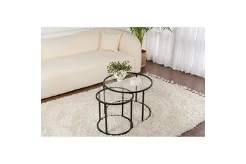 Soffbordset 2 delar Rikiya Små Svart Transparent - Svart Transparent - Möbler - Bord & matgrupp - Soffbord