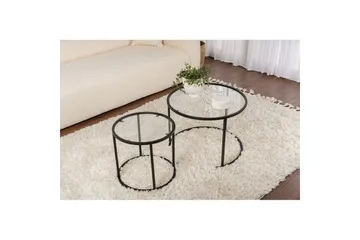 Soffbordset 2 delar Rikiya Små Svart Transparent - Svart Transparent - Möbler - Bord & matgrupp - Soffbord