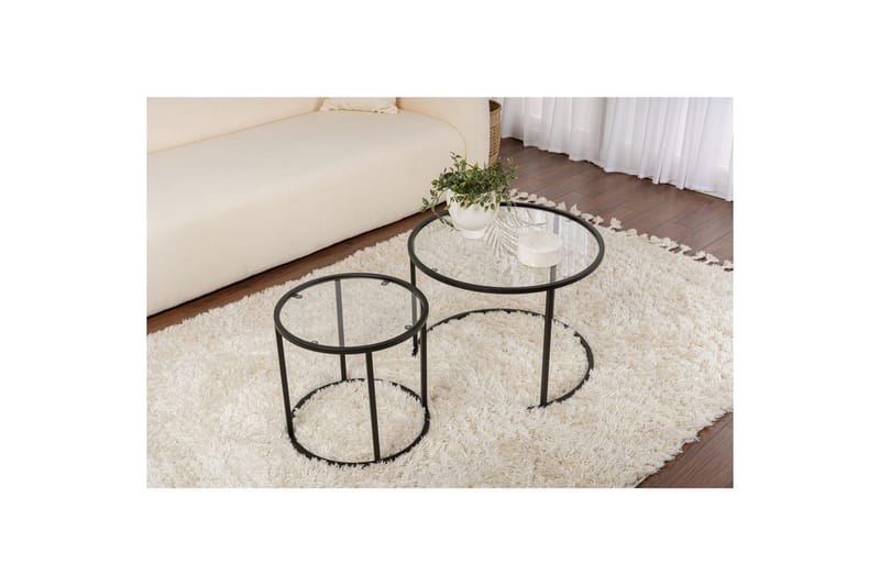 Soffbordset 2 delar Rikiya Små Svart Transparent - Svart Transparent - Möbler - Bord & matgrupp - Soffbord