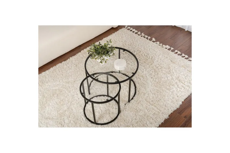 Soffbordset 2 delar Rikiya Små Svart Transparent - Svart Transparent - Möbler - Bord & matgrupp - Soffbord