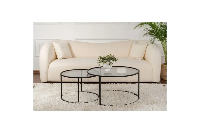 Soffbordset 2 delar Rikiya Svart Grå - Svart Grå - Möbler - Bord & matgrupp - Soffbord