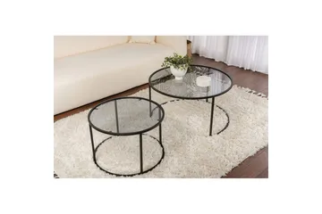 Soffbordset 2 delar Rikiya Svart Grå - Svart Grå - Möbler - Bord & matgrupp - Soffbord