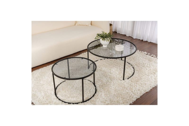 Soffbordset 2 delar Rikiya Svart Grå - Svart Grå - Möbler - Bord & matgrupp - Soffbord