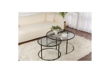 Soffbordset 2 delar Rikiya Svart Grå - Svart Grå - Möbler - Bord & matgrupp - Soffbord