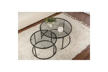 Soffbordset 2 delar Rikiya Svart Grå - Svart Grå - Möbler - Bord & matgrupp - Soffbord