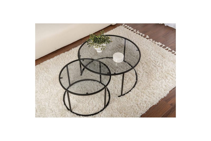 Soffbordset 2 delar Rikiya Svart Grå - Svart Grå - Möbler - Bord & matgrupp - Soffbord