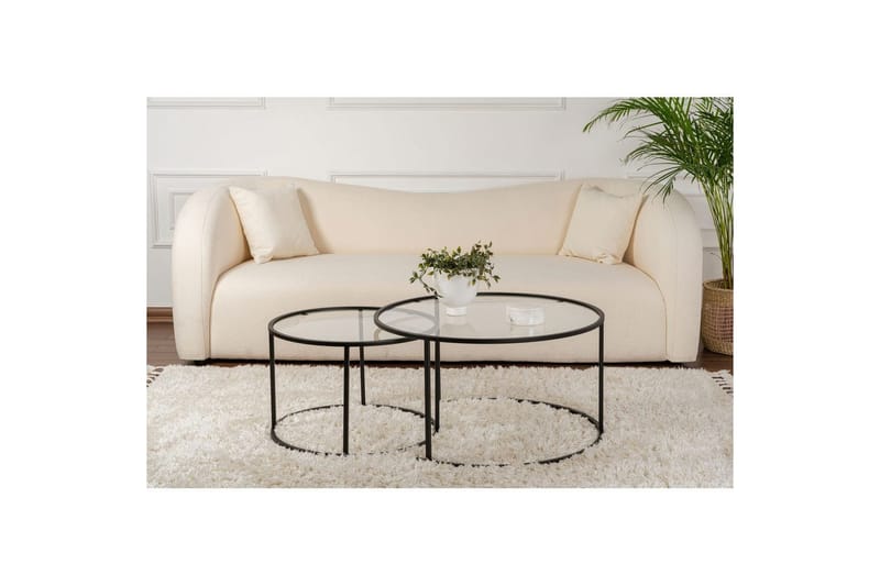 Soffbordset 2 delar Rikiya Svart Transparent - Svart Transparent - Möbler - Bord & matgrupp - Soffbord