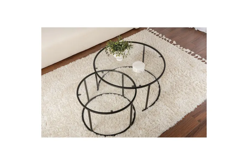 Soffbordset 2 delar Rikiya Svart Transparent - Svart Transparent - Möbler - Bord & matgrupp - Soffbord