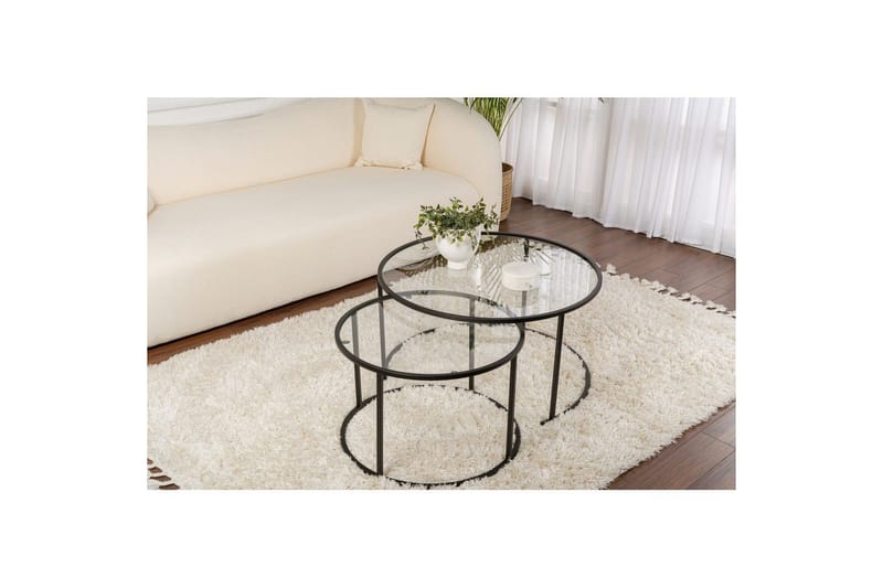Soffbordset 2 delar Rikiya Svart Transparent - Svart Transparent - Möbler - Bord & matgrupp - Soffbord