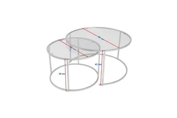 Soffbordset 2 delar Rikiya Svart Transparent - Svart Transparent - Möbler - Bord & matgrupp - Soffbord