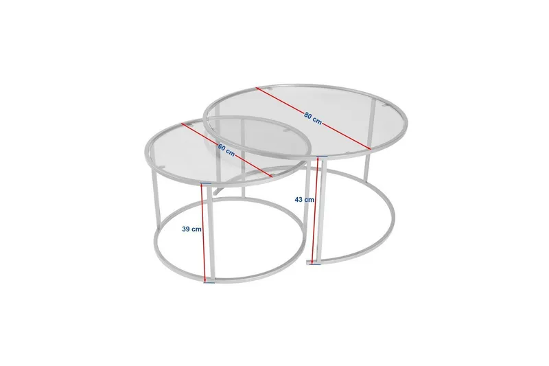 Soffbordset 2 delar Rikiya Svart Transparent - Svart Transparent - Möbler - Bord & matgrupp - Soffbord