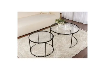 Soffbordset 2 delar Rikiya Svart Transparent - Svart Transparent - Möbler - Bord & matgrupp - Soffbord