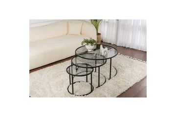 Soffbordset 3 delar Rikiya Svart Grå - Svart Grå - Möbler - Bord & matgrupp - Soffbord