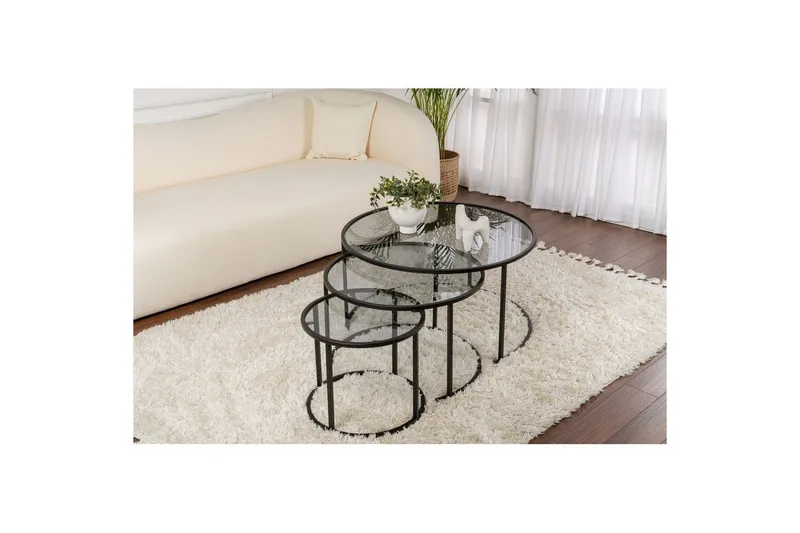 Soffbordset 3 delar Rikiya Svart Grå - Svart Grå - Möbler - Bord & matgrupp - Soffbord