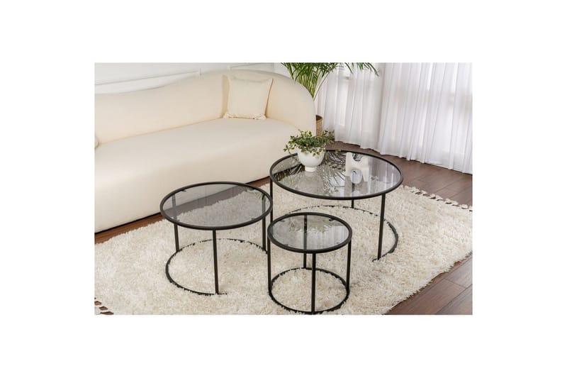 Soffbordset 3 delar Rikiya Svart Grå - Svart Grå - Möbler - Bord & matgrupp - Soffbord