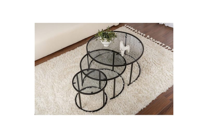 Soffbordset 3 delar Rikiya Svart Grå - Svart Grå - Möbler - Bord & matgrupp - Soffbord