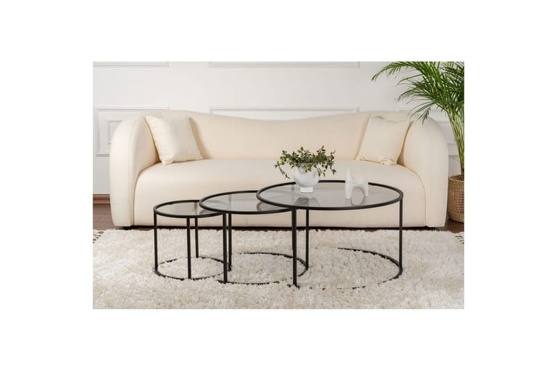 Soffbordset 3 delar Rikiya Svart Grå - Svart Grå - Möbler - Bord & matgrupp - Soffbord