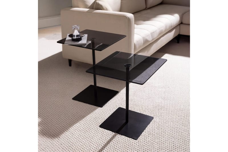 Soffbordssats Challur Svart / Rök - Svart - Möbler - Bord & matgrupp - Soffbord