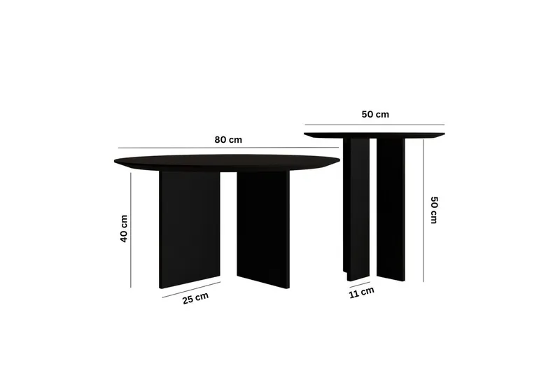 Soffbordssats Glenure Svart - Svart - Möbler - Bord & matgrupp - Soffbord