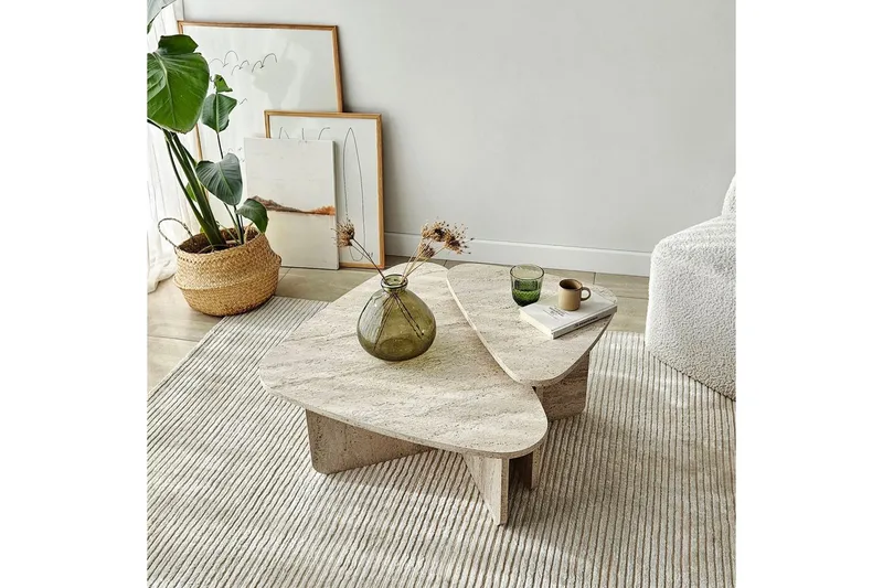 Soffbordssats Jewa Set Travertin - Travertin - Möbler - Bord & matgrupp - Soffbord