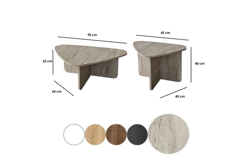 Soffbordssats Jewa Set Travertin - Travertin - Möbler - Bord & matgrupp - Soffbord