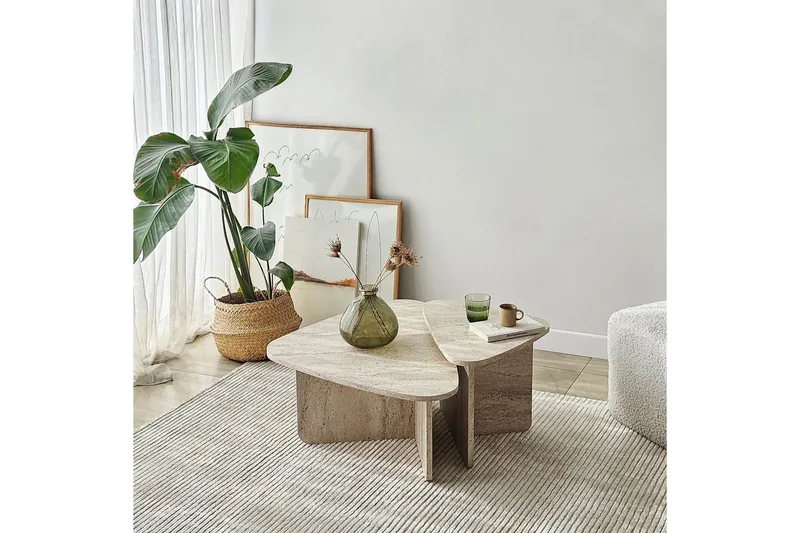 Soffbordssats Jewa Set Travertin - Travertin - Möbler - Bord & matgrupp - Soffbord