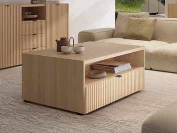 Sovren 100 cm Rektangulärt Soffbord med Lådor i Trä - Beige - Möbler - Bord & matgrupp - Soffbord
