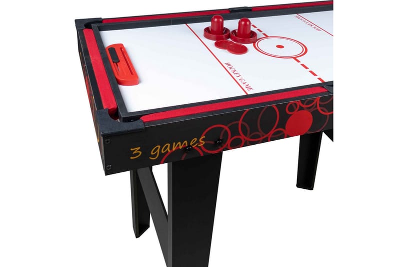 3-i-1 Spelbord - Svart|Röd - Spelbord - Airhockey bord