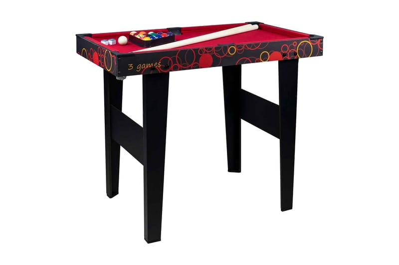 3-i-1 Spelbord - Svart|Röd - Spelbord - Airhockey bord