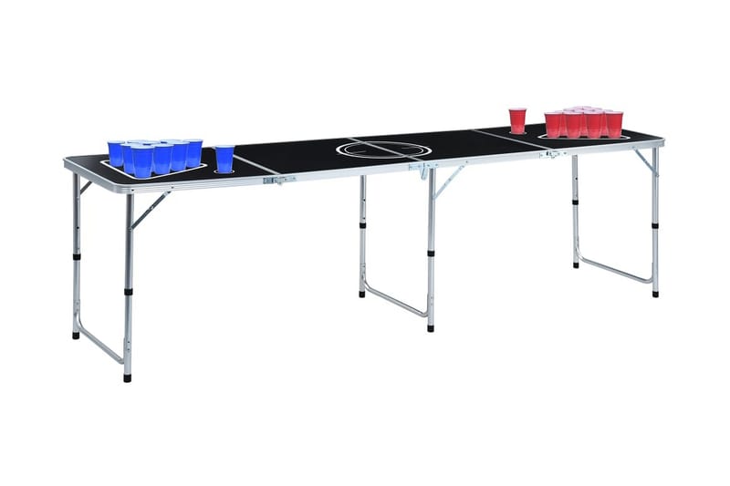 Hopfällbart beer pong bord med koppar och bollar 240 cm - Flerfärgad - Beer pong bord - Spelbord