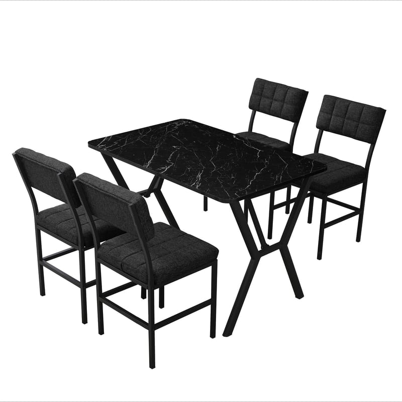 Stedum Matgrupp Bord 110 cm + 4 Stolar - Antracit/Svart - Möbler - Bord & matgrupp - Matgrupp
