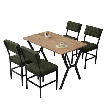 Stedum Matgrupp Bord 110 cm + 4 Stolar - Grön Och Valnöt - Möbler - Bord & matgrupp - Matgrupp